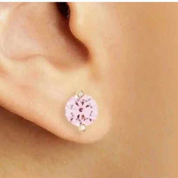 Kate Spade New York Pink CZ Brilliant State Earrings Rhinestone Studs NWT In Box - Picture 2 of 6